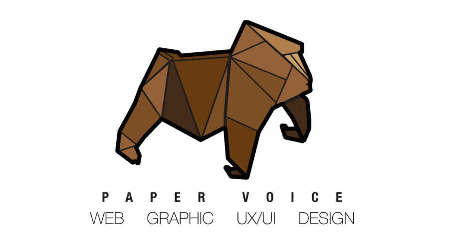 paper voice, oragami, web, graphic, logo, branding, design, ux, ui, newcastle upon tyne, paper voice logo, gorilla, monkey