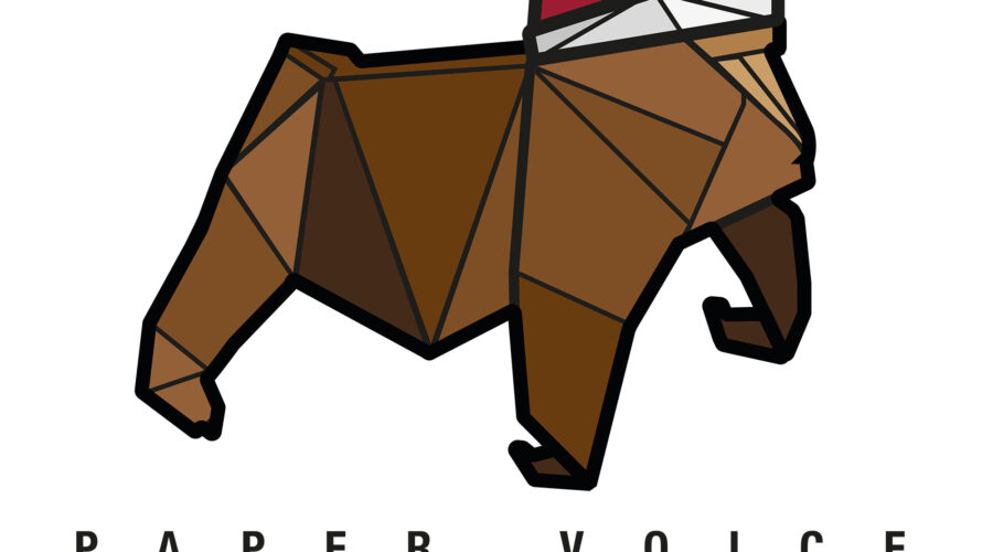 paper voice, christmas logo, logo design, paper voice logo, gorilla, origami logo,